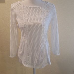 Lucky  Brand  white  long sleeve  top Sz M